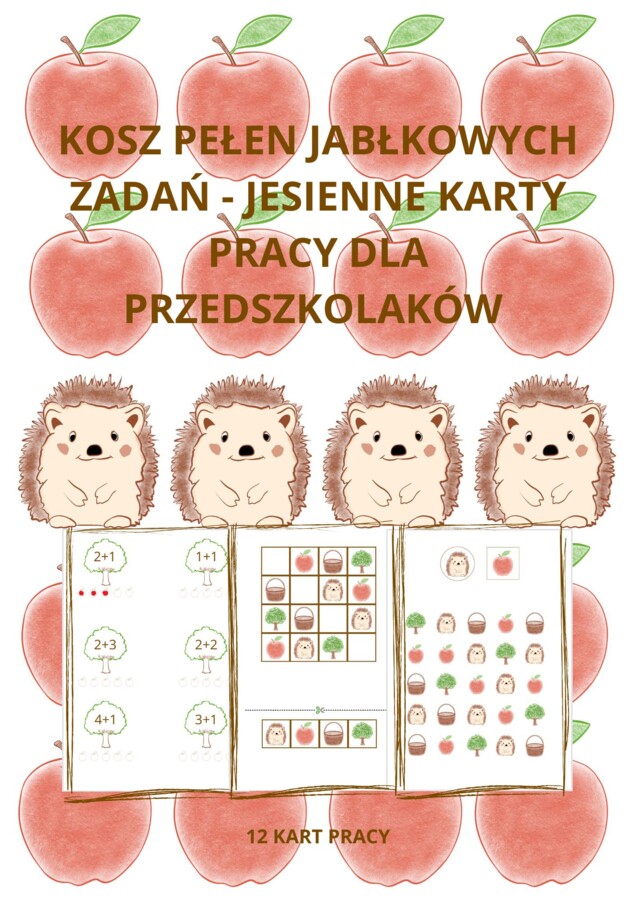 🍎🍂 Kosz pełen jabłkowych zadań - jesienne karty pracy dla przedszkolaków 🍎🍂