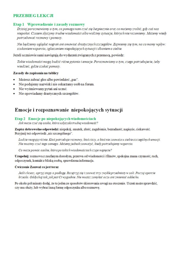 MAM PRAWO CZUĆ SIĘ BEZPIECZNIE – scenariusz zajęć dla klas 4–8