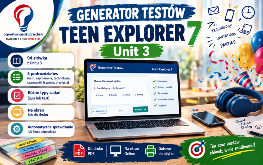 Generator testów Teen Explorer 7, Unit 3
