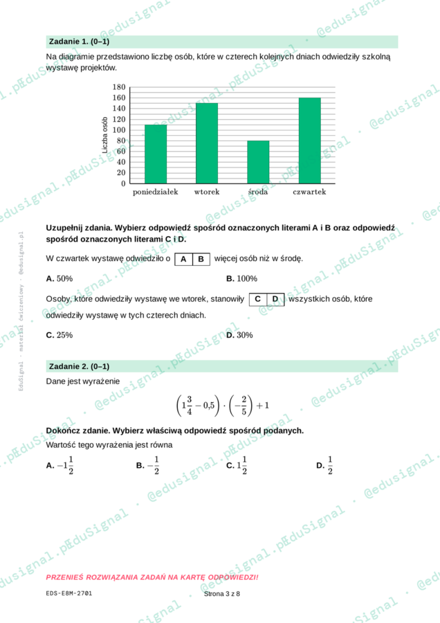 Próbny egzamin ósmoklasisty z matematyki, klasa 8 (arkusz I w układzie CKE + zasady oceniania)