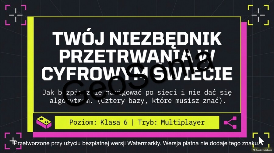 Twój Niezbędnik Przetrwania w Cyfrowym Świecie: Jak bezpiecznie nawigować po sieci i nie dać się algorytmom” – Multimedialna Prezentacja Gamingowa (Edukacja Zdrowotna / Godzina Wychowawcza, Klasa 6)
