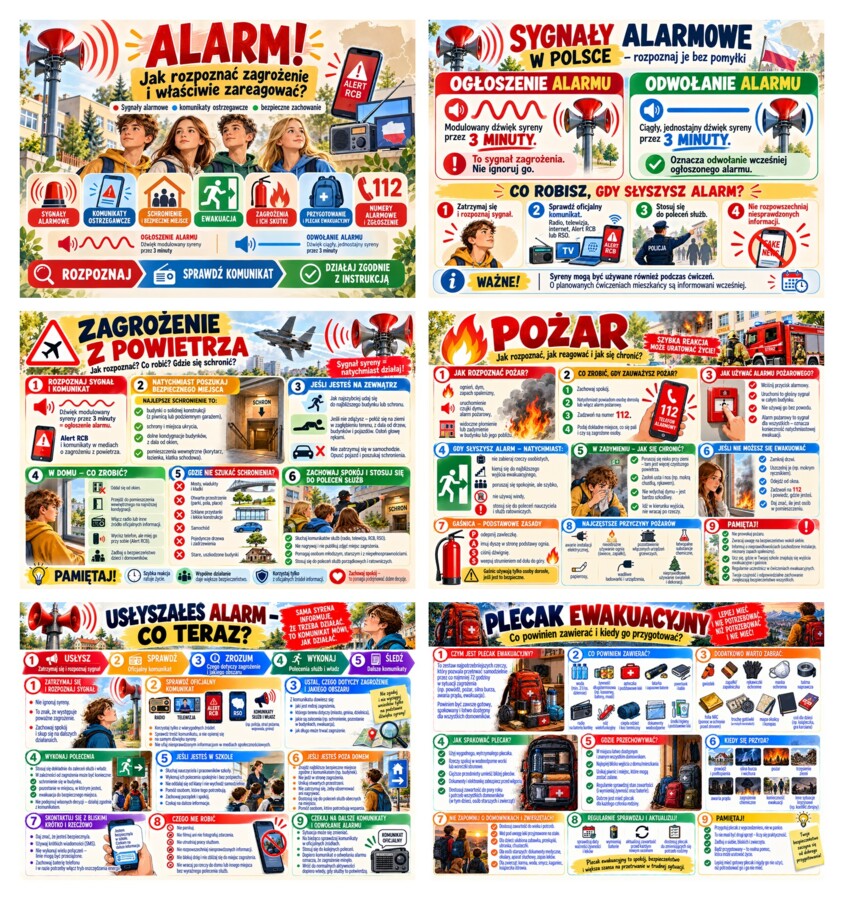 Alarm! Rodzaje zagrożeń i sposoby reagowania – 22 treściwe plansze A4 poziomo