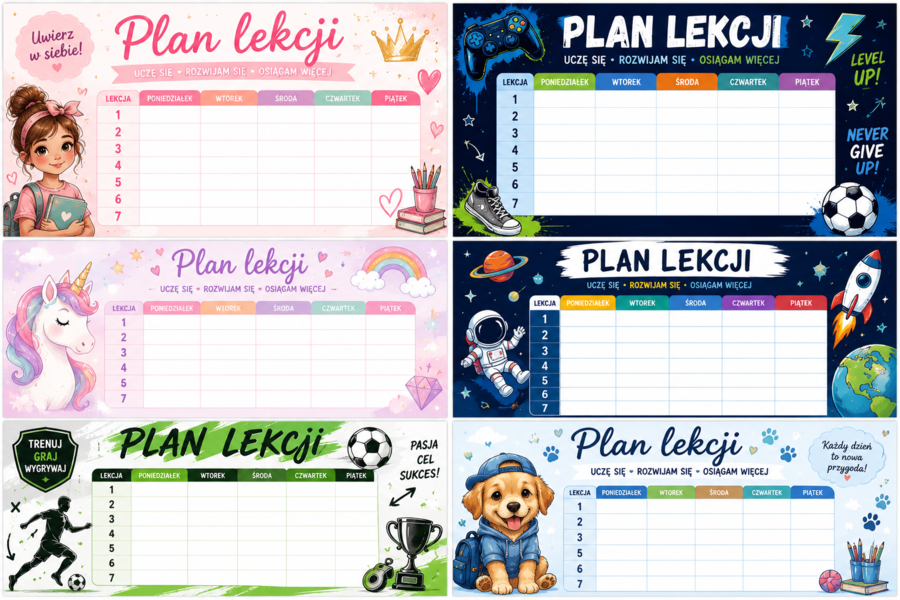 Plan lekcji – 5 wzorów dla uczniów