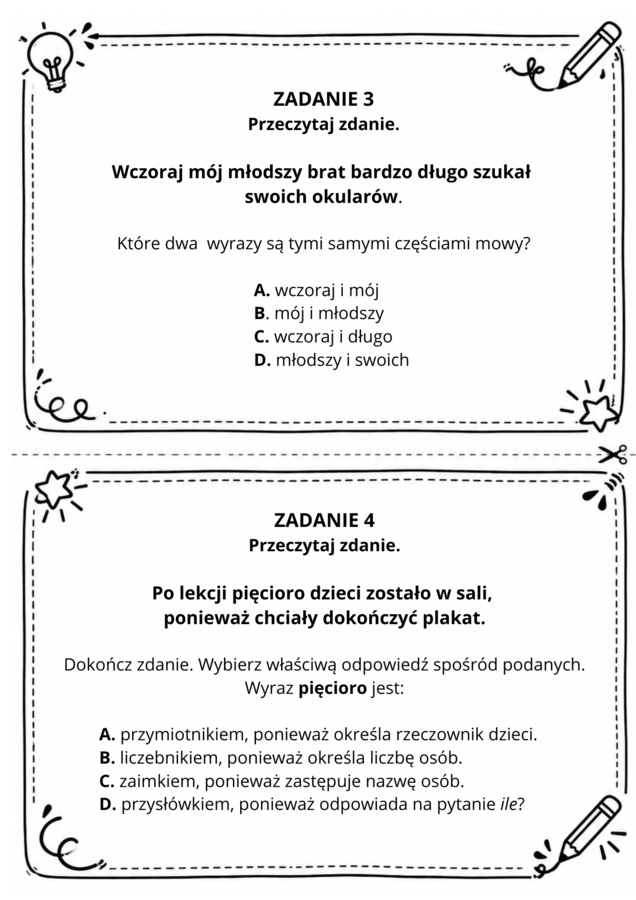 "Gramatyczna objazdówka" - części mowy.