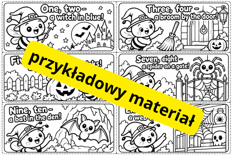 BEE BEST – HALLOWEEN ACTIVITY PACK - lapbook, printouts, handouts, rymowanka, wyliczanka, zakładka, pacynki paluszkowe,