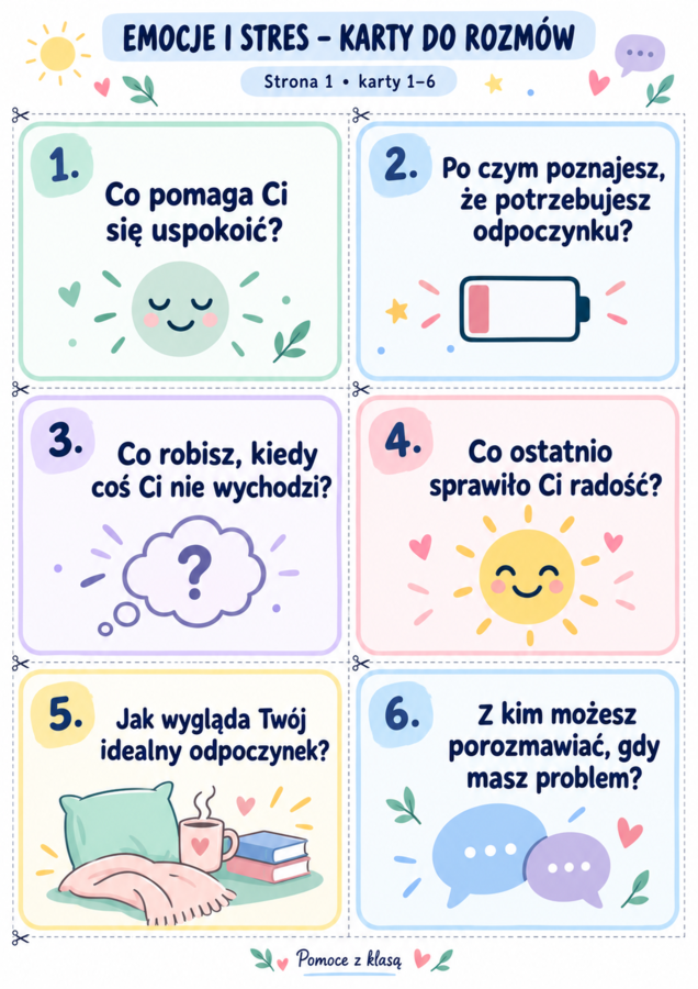 Karty „Emocje i stres” — zestaw do rozmów