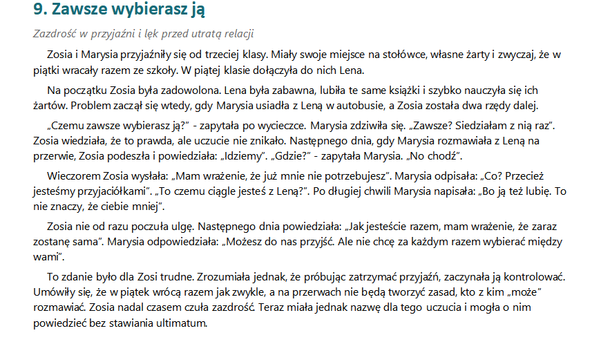 „Trudne historie. 20 opowiadań socjoterapeutycznych dla uczniów klas 4–6"
