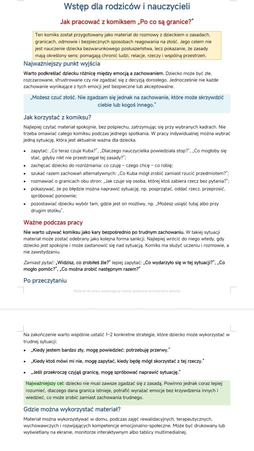 „Po co są granice?” – komiks terapeutyczny o zasadach, szacunku i słowie „nie”