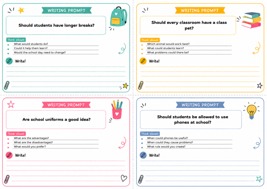 80 Writing Prompts – karty do pisania po angielsku | Back to School A2–B1/B1+