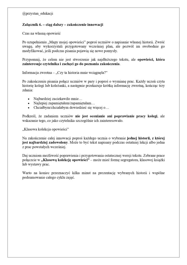 Innowacja pedagogiczna/polonistyczna – język polski kl. 4–6 | Storytelling i kreatywne pisanie „Opowiedz mi historię!”