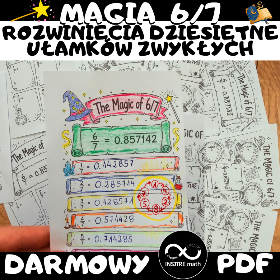 Darmowa  MAGIA 6/7. Rozwinięcia dziesiętne ułamków zwykłych. Magia matematyki six seven.