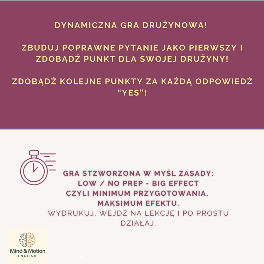 Question Builders - dynamiczna gra drużynowa na budowanie pytań | klasy 3-6 | A1-A2