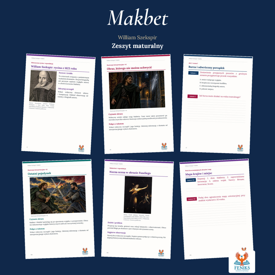Makbet — William Szekspir | Zeszyt maturalny: szczegółowe omówienie, 224 zadania i klucz odpowiedzi