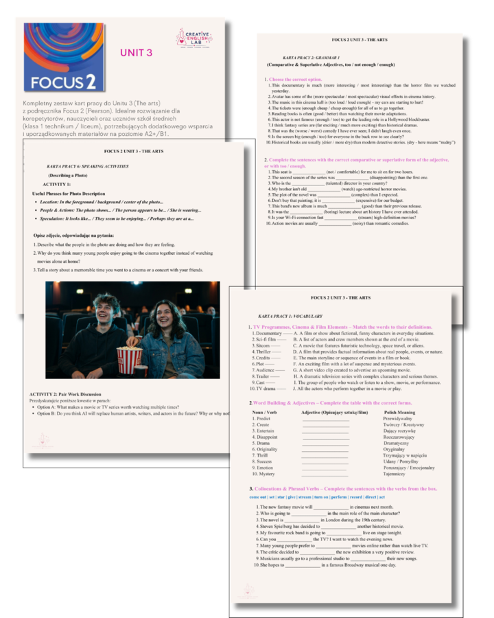 Focus 2 Unit 3 Karty pracy