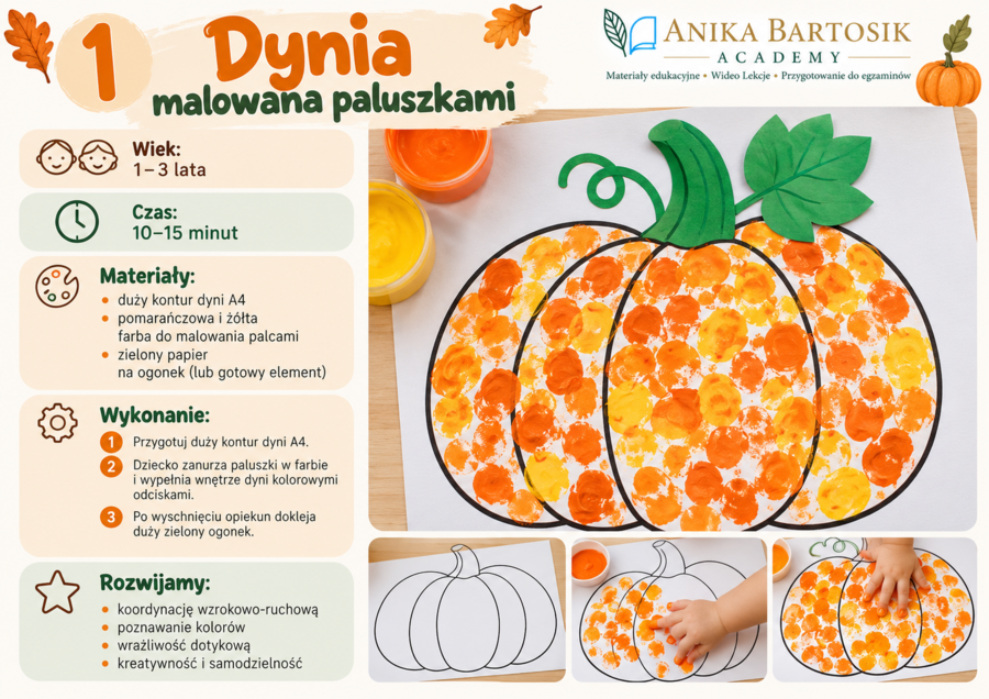 🎃 Dyniowa Pracownia Malucha 12 pomysłów na zajęcia techniczno-plastyczne dla dzieci w wieku 1–3 lat