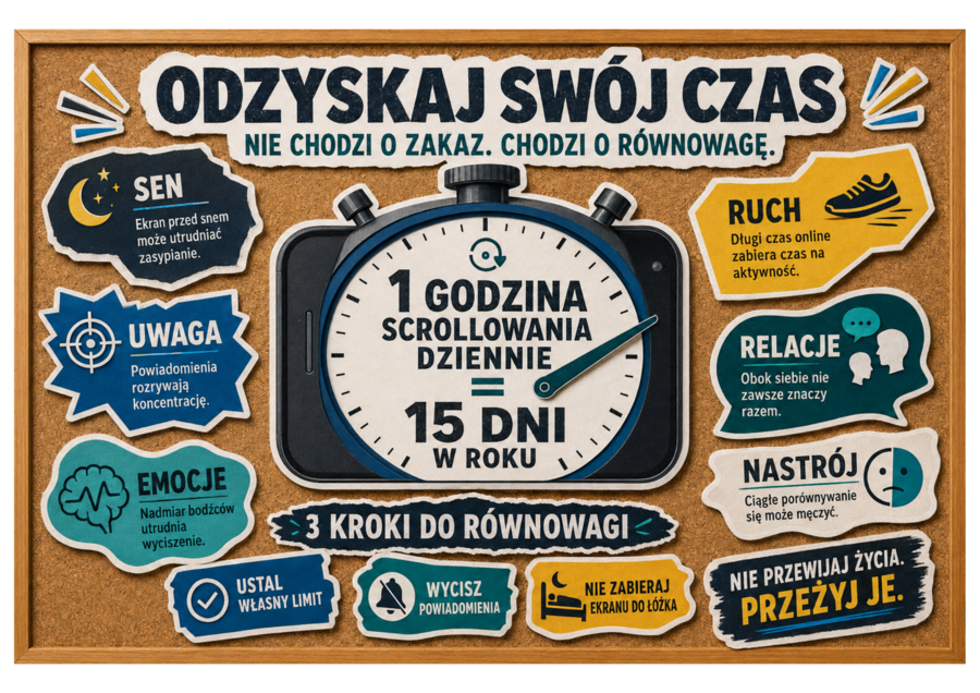 ODZYSKAJ SWÓJ CZAS – gazetka szkolna o higienie cyfrowej i czasie ekranowym | klasy 4–8 | PDF