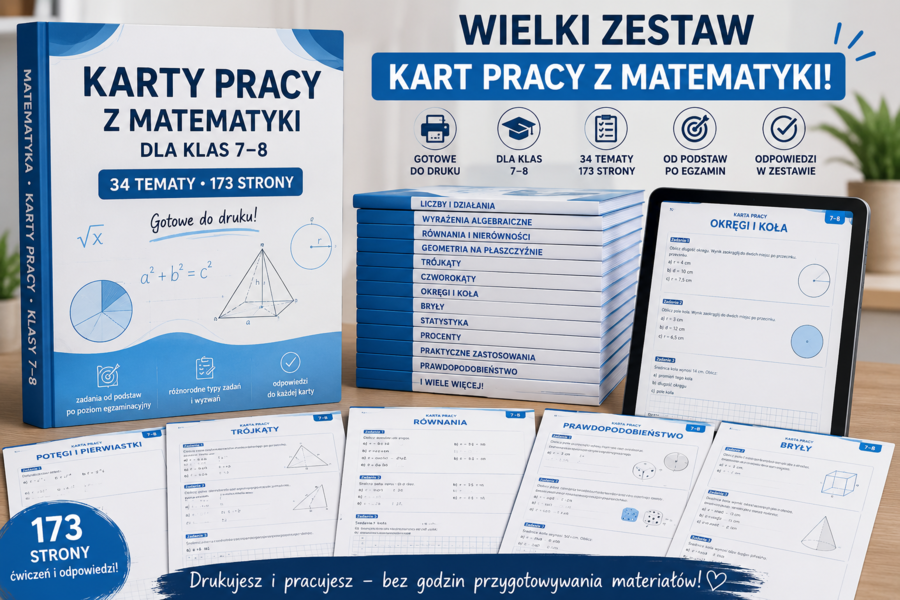 Karty pracy , klasy 7-8, powtórki do egzaminu