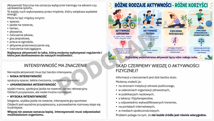 AKTYWNOŚĆ FIZYCZNA – JAK DOBRAĆ JĄ DO SWOICH POTRZEB I OCENIĆ RZETELNOŚĆ INFORMACJI? prezentacja | edukacja zdrowotna