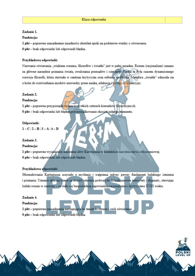 Oświecenie_test 30 zadań (+podpunkty)+ przykładowe odpowiedzi_Polski Level Up