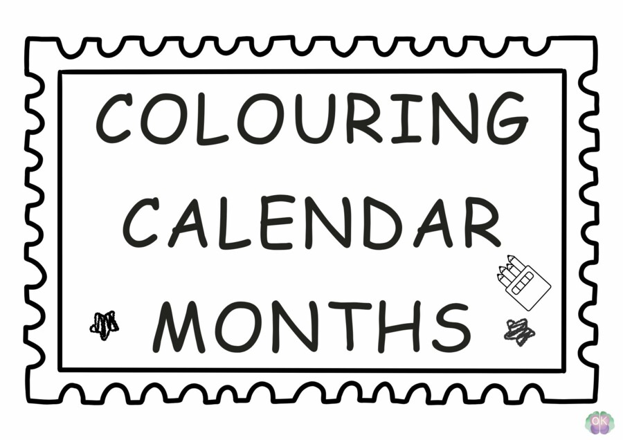 Colouring Calendar Months: Kolorowanki z Nazwami Miesięcy po Angielsku (12 Miesięcy – PDF do druku)