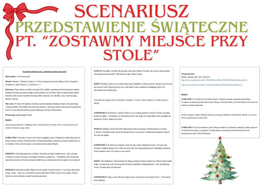 Scenariusz świątecznego przedstawienia pt. "Zostawmy miejsce przy stole"
