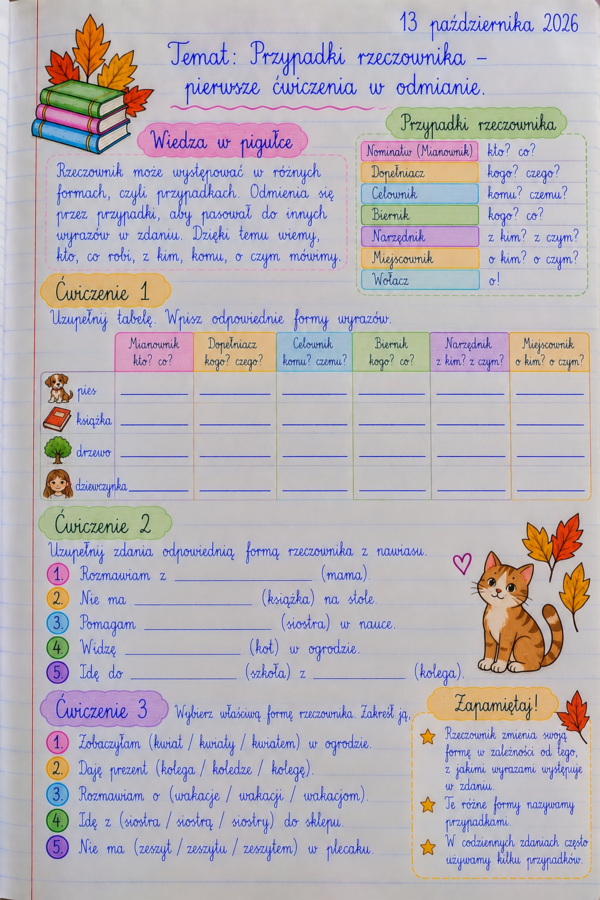 Zeszyt z języka polskiego – klasa 4 – PAŹDZIERNIK 🍂