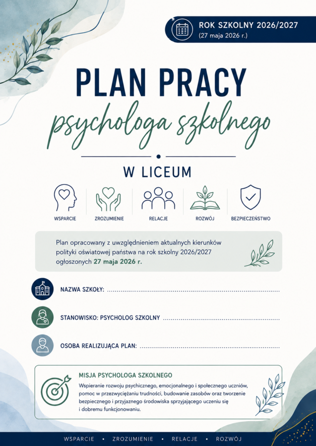Plan pracy psychologa szkolnego -Podstawowe kierunki realizacji polityki oświatowej państwa w roku szkolnym 2026/2027