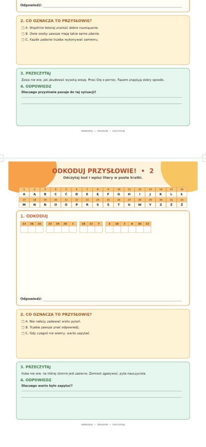 Odkoduj przysłowie! – 20 kart pracy dla klas 1–3