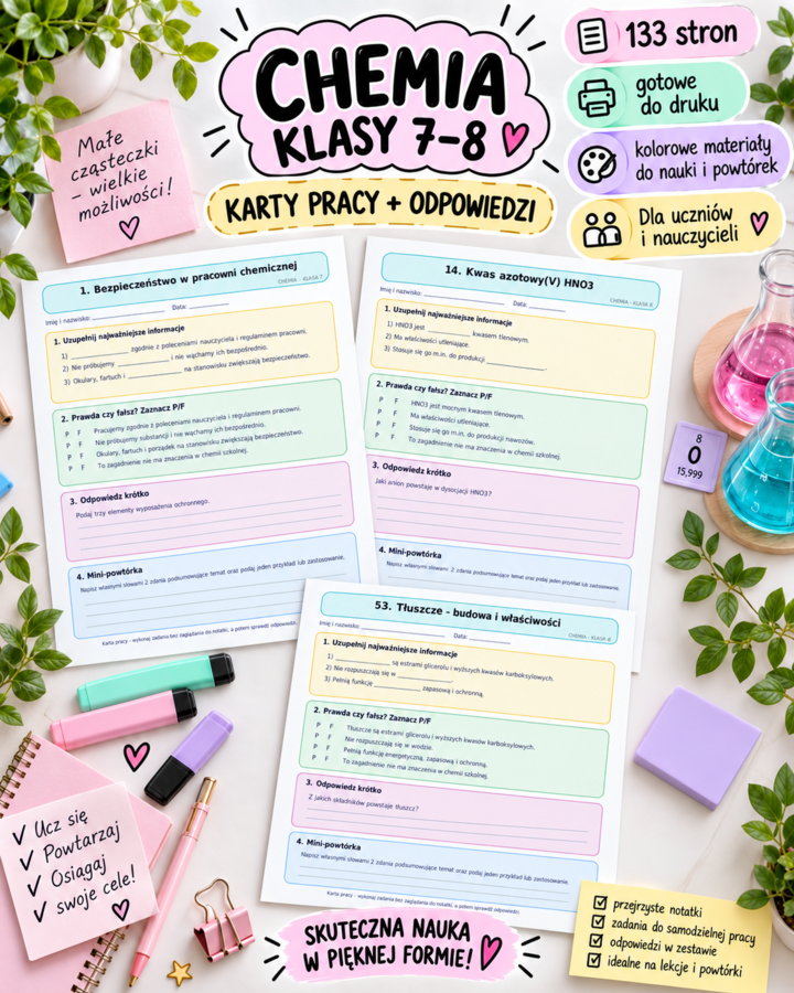 Chemia + karty pracy klasy 7-8