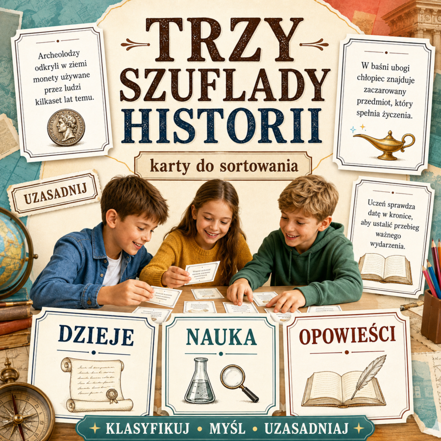Trzy szuflady historii – 36 kart do sortowania