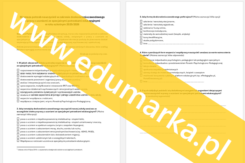 Przedstawianie radzie pedagogicznej propozycji doskonalenia zawodowego nauczycieli - ankieta