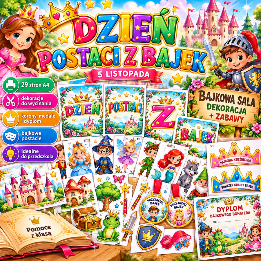„BAJKOWA SALA – DEKORACJA + ZABAWY” 5 LISTOPAD - DZIEŃ BAJEK W PRZEDSZKOLU