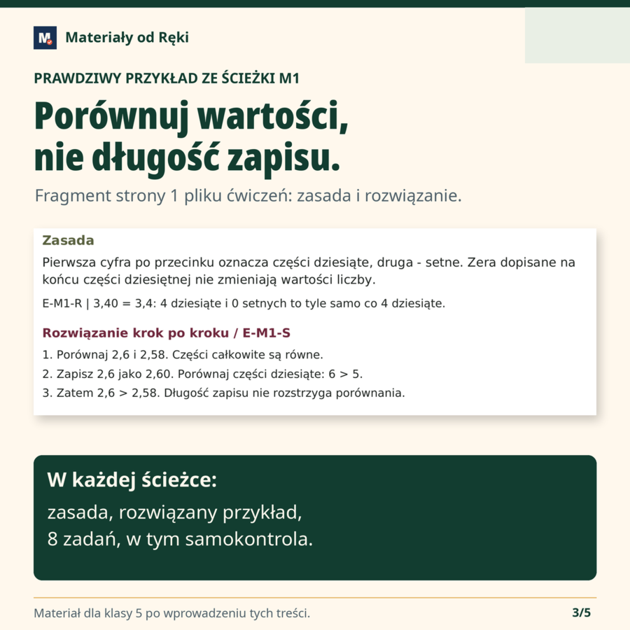 Ułamki dziesiętne - diagnoza A/B, 3 ścieżki ćwiczeń i ponowne sprawdzenie | klasa 5