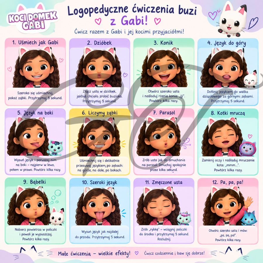 Logopedyczna gimnastyka buzi z Gabi