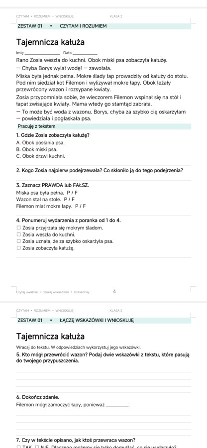 Czytam – rozumiem – wnioskuję. Klasa 2