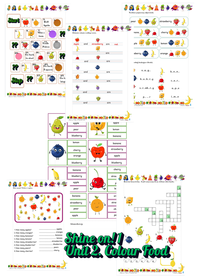 Karty pracy, materiały dodatkowe Shine on! 1 unit 2 Colourful food