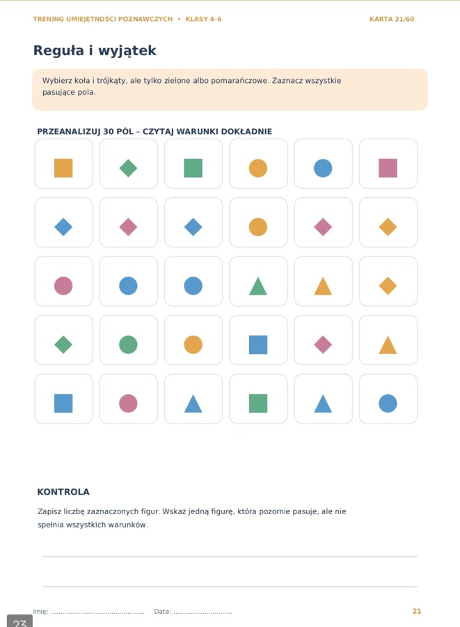 Trening umiejętności poznawczych – klasy 4–6 | 60 kart pracy