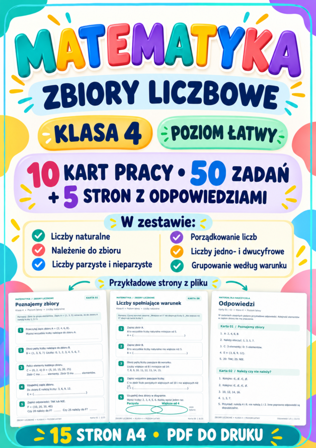 ZBIORY LICZBOWE-ŁATWE-klasa 4