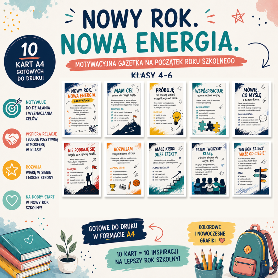 Nowy rok.  Nowa energia- gazetka na  początek roku dla klas 4-8