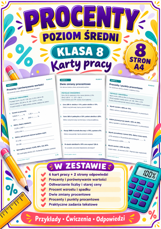 PROCENTY-ŚREDNIE- klasa 8