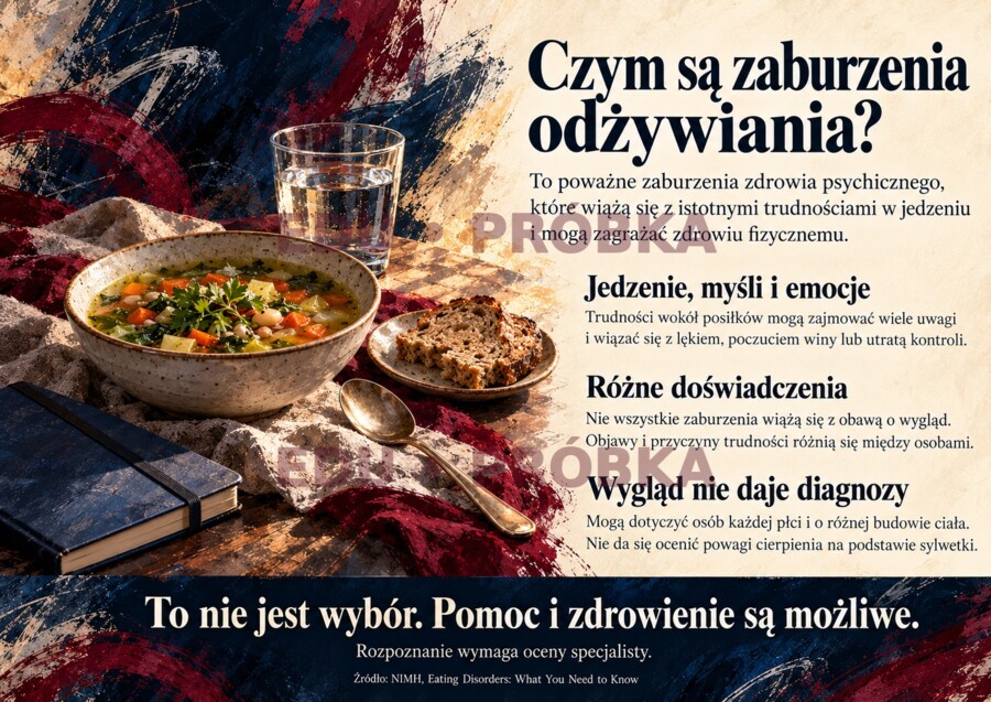 ZABURZENIA ODŻYWIANIA — NIE WSZYSTKO WIDAĆ NA TALERZU Gazetka edukacyjna • 20 plansz A4 w poziomie