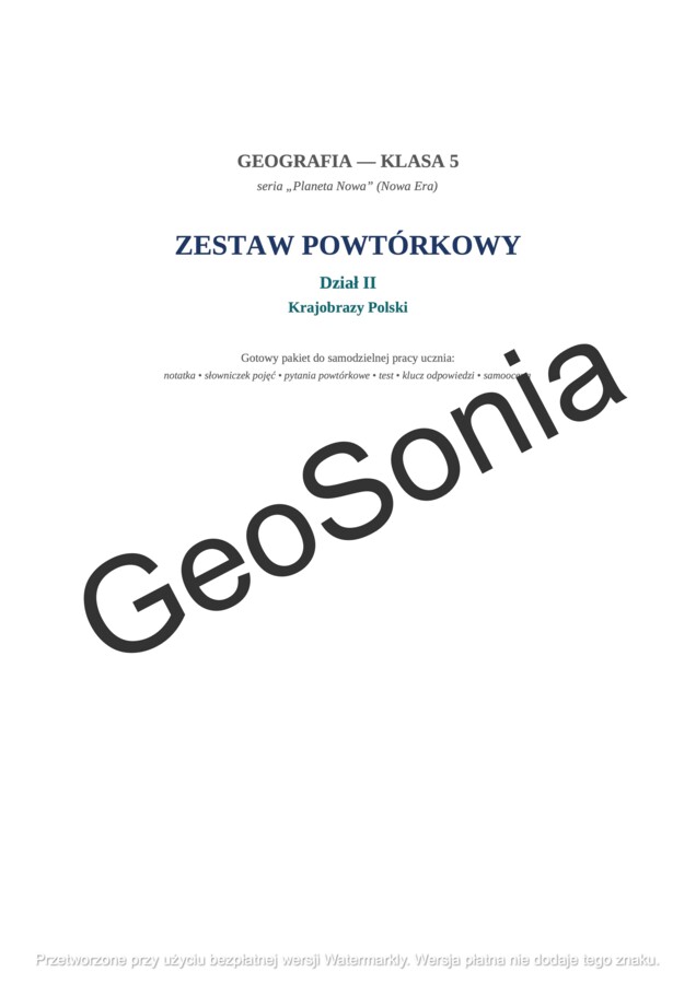 Gotowy zestaw powtórkowy przed sprawdzianem z Działu 2! „Krajobrazy Polski” (Geografia, Klasa 5, Planeta Nowa)
