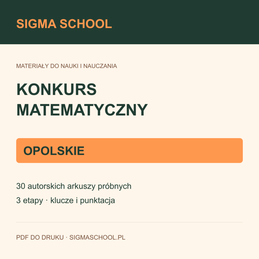 Próbne konkursy matematyczne — opolskie, 30 arkuszy + klucze