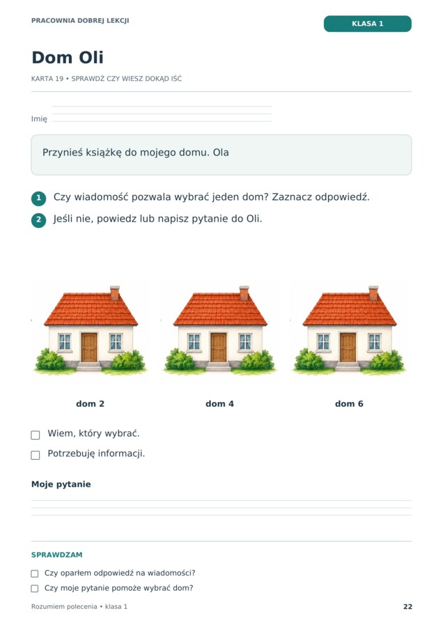 Rozumiem polecenia. Klasa 1 – 24 karty pracy | Czytanie ze zrozumieniem PDF