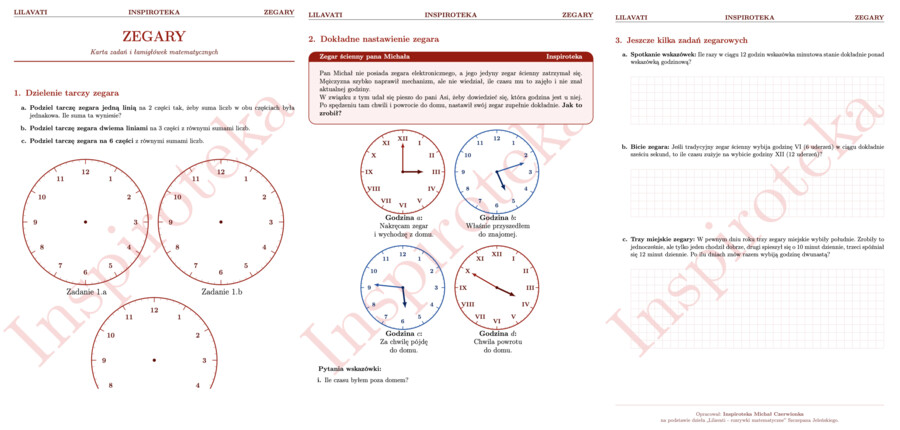 Karta pracy Zegary Matematyka klasy 2-8