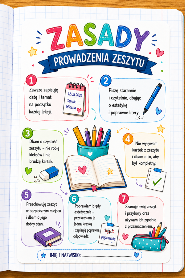 Zasady Prowadzenia Zeszytu - Wklejki Kolorowe