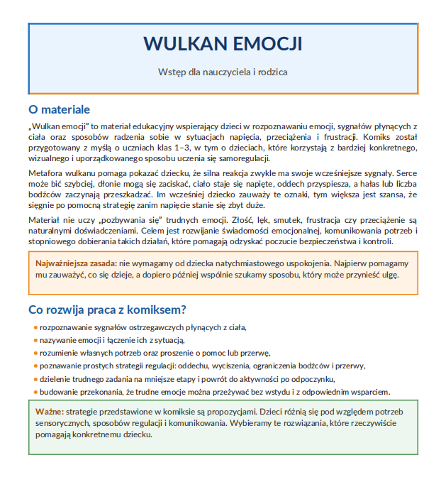 Wulkan Emocji - komiks terapeutyczny o emocjach