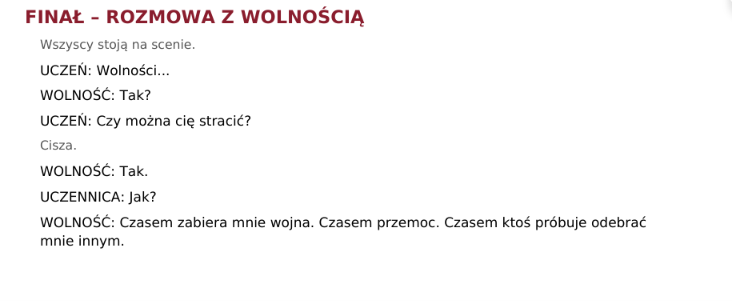 Scenariusz uroczystości- 11 listopada klasy 7-8 szkoły średnie