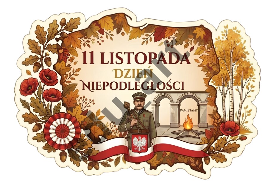 Plakat XXL 11 Listopada Dzień Niepodległości – Piłsudski, Grób Nieznanego Żołnierza (75x50 cm, 8xA4) | Gazetka Ścienna