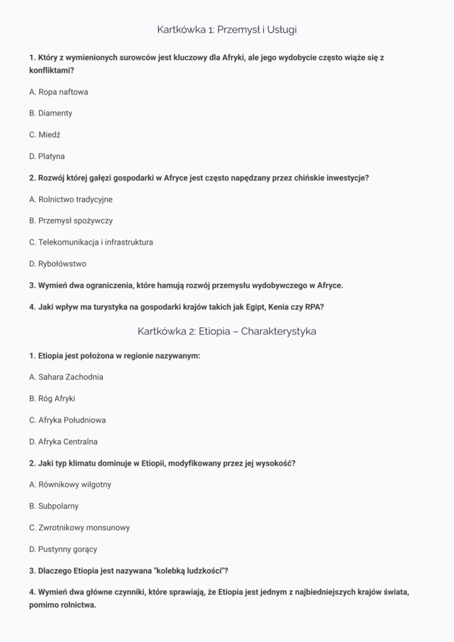 Geografia Klasa 8: Afryka – Kompleksowe Notatki i Kartkówki (Planeta Nowa)